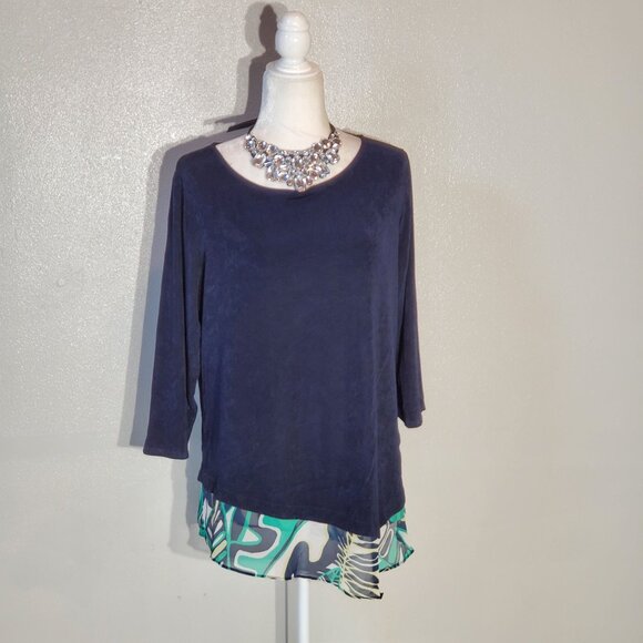 Chico's Tops - CHICO'S TRAVELESRS TUNIC BLUE LONG SLEEVE ACETATE SIZE 2(L)